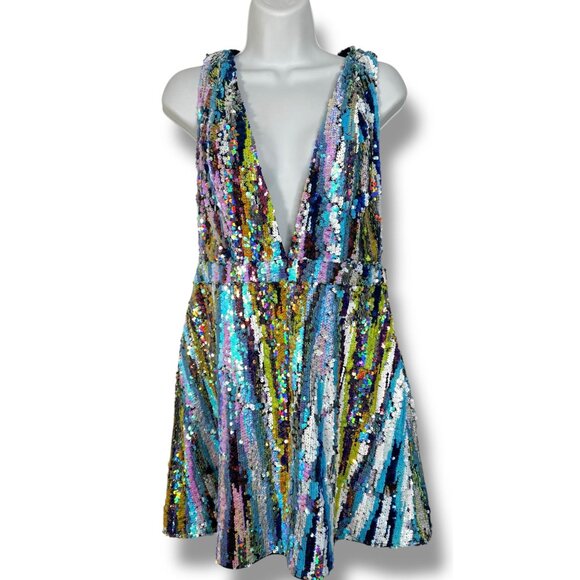 NWT X by NBD Chiquitita Mini Dress Sequin Pastel Multicolor Cocktail Party Large - Picture 6 of 15